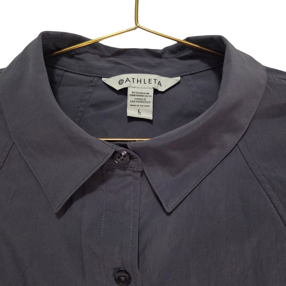 Athleta Womens Gray Long Sleeve Button Down Shirt S/659328-00 Size Large - Picture 7 of 9